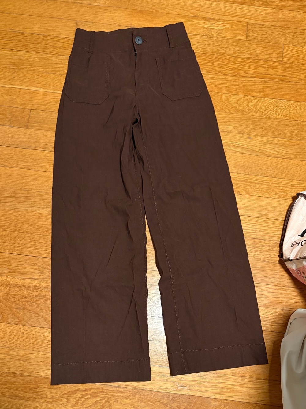 Maeve Dark Brown Wide-Leg High-Rise Pants - Picture 3 of 6